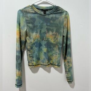 Forever 21 mesh cropped jewel tone long sleeve, size S